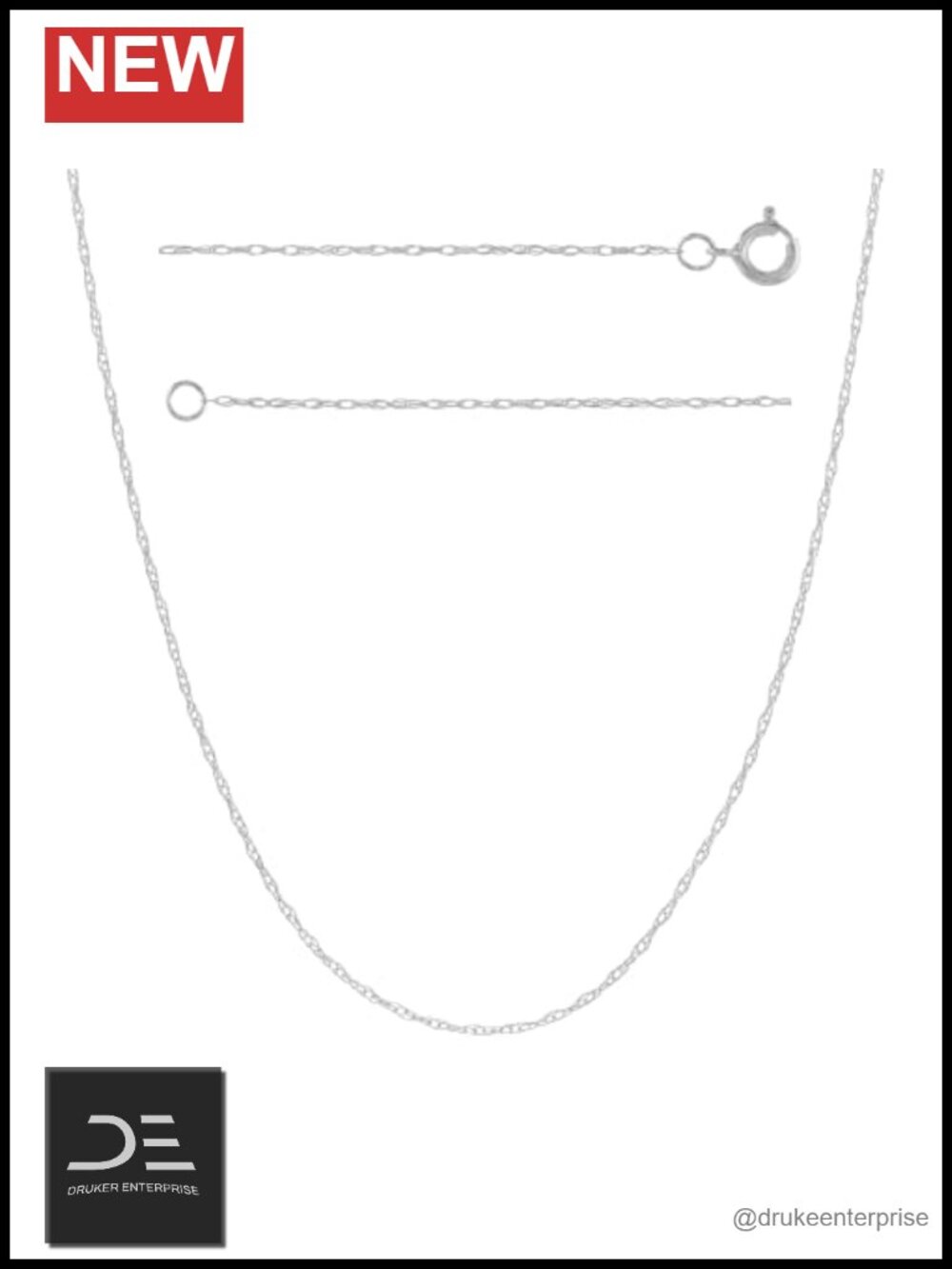 10K Solid Gold Rope Chain Necklace Women Dainty Pendant Layering